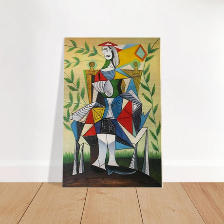 Seated Woman in a Garden by Pablo Picasso 1938 - Brushed Aluminum Print - 30x45 cm / 12x18″ - 