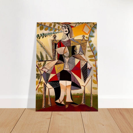 Seated Woman in a Garden by Pablo Picasso - Brushed Aluminum Print - 70x100 cm / 28x40″ - 