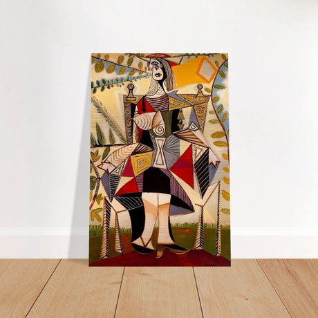 Seated Woman in a Garden by Pablo Picasso - Brushed Aluminum Print - 30x45 cm / 12x18″ - 