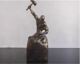 Self - Made Man Resin Sculpture – Inspirational Hammer & Chisel Figurine (Black & White) - Bronze - 
