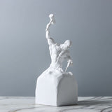 Self - Made Man Resin Sculpture – Inspirational Hammer & Chisel Figurine (Black & White) - White - 