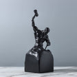 Self - Made Man Resin Sculpture – Inspirational Hammer & Chisel Figurine (Black & White) - Black - 