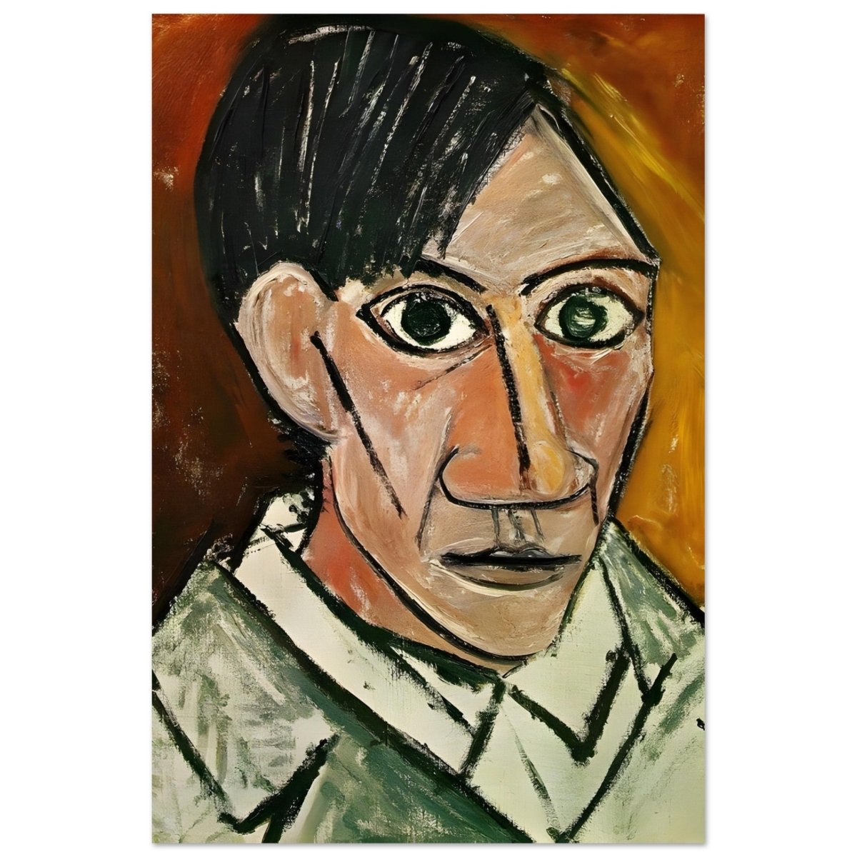 Self - Portrait by Pablo Picasso 1901 | Cubism wall art print - Aluminum Print - 50x75 cm / 20x30″ - 