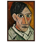 Self - Portrait by Pablo Picasso 1901 | Cubism wall art print - Framed Canvas - 60x90 cm / 24x36″ - Dark wood frame