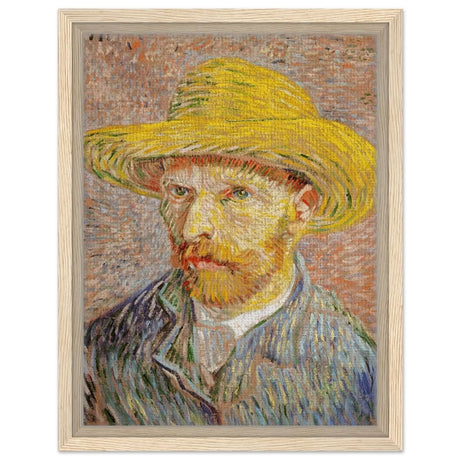 Self - Portrait with a Straw Hat (obverse: The Potato Peeler) by Vincent van Gogh 1887 | Vintage wall art print - Framed Canvas - 30x40 cm / 12x16″ - Wood frame