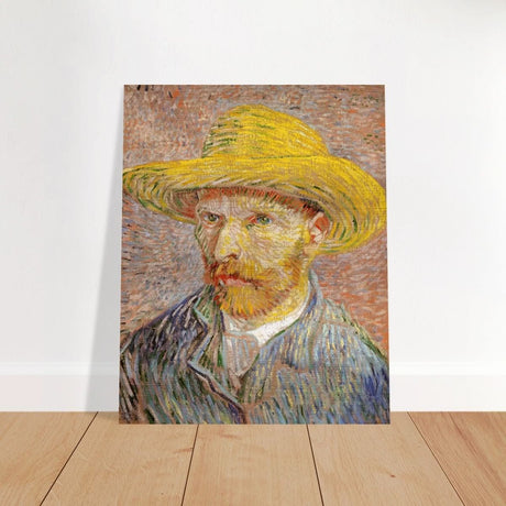 Self - Portrait with a Straw Hat (obverse: The Potato Peeler) by Vincent van Gogh 1887 | Vintage wall art print - Brushed Aluminum Print - 40x50 cm / 16x20″ - 