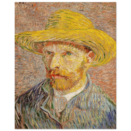 Self - Portrait with a Straw Hat (obverse: The Potato Peeler) by Vincent van Gogh 1887 | Vintage wall art print - Wood Prints - 40x50 cm / 16x20″ - 