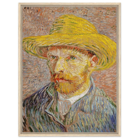 Self - Portrait with a Straw Hat (obverse: The Potato Peeler) by Vincent van Gogh 1887 | Vintage wall art print - Framed Canvas - 60x80 cm / 24x32″ - Wood frame