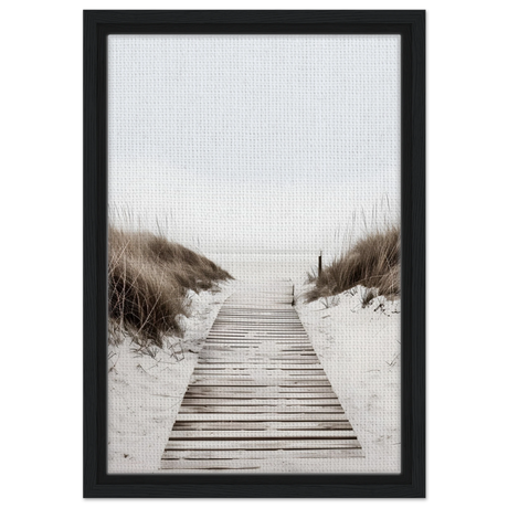 "Serene Pathway" – A Journey to Tranquility | Beach Wall art print - 30x45 cm / 12x18″ - Framed Canvas - Black frame