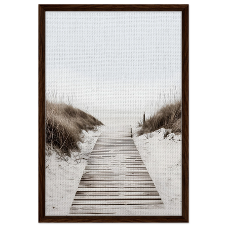 "Serene Pathway" – A Journey to Tranquility | Beach Wall art print - 50x75 cm / 20x30″ - Framed Canvas - Dark wood frame
