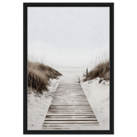 "Serene Pathway" – A Journey to Tranquility | Beach Wall art print - 50x75 cm / 20x30″ - Framed Canvas - Black frame