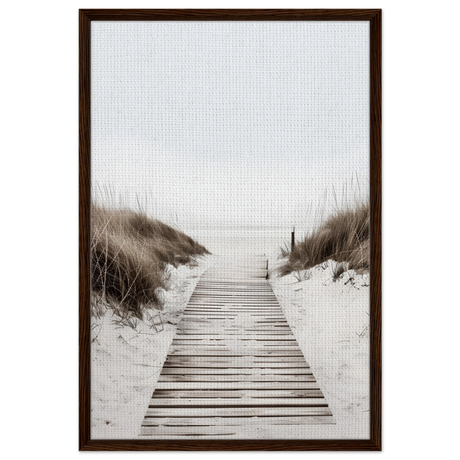 "Serene Pathway" – A Journey to Tranquility | Beach Wall art print - 60x90 cm / 24x36″ - Framed Canvas - Dark wood frame