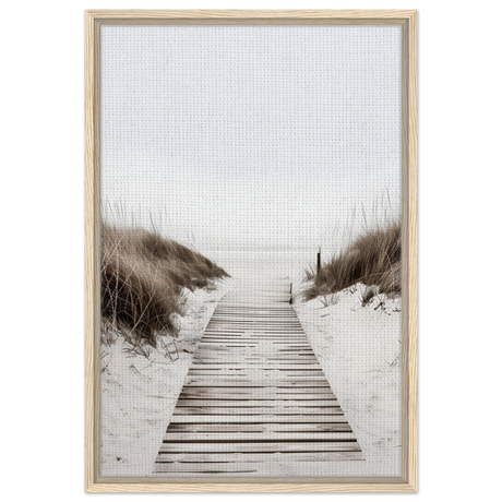 "Serene Pathway" – A Journey to Tranquility | Beach Wall art print - 50x75 cm / 20x30″ - Framed Canvas - Wood frame