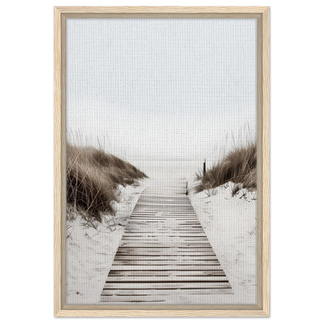 "Serene Pathway" – A Journey to Tranquility | Beach Wall art print - 40x60 cm / 16x24″ - Framed Canvas - Wood frame