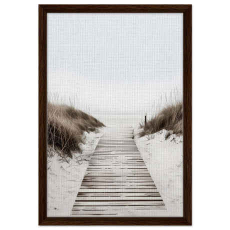 "Serene Pathway" – A Journey to Tranquility | Beach Wall art print - 40x60 cm / 16x24″ - Framed Canvas - Dark wood frame