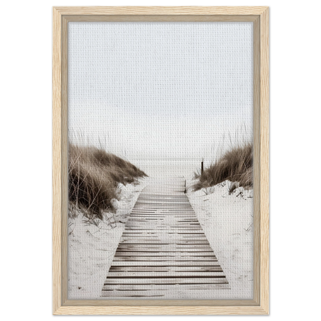 "Serene Pathway" – A Journey to Tranquility | Beach Wall art print - 30x45 cm / 12x18″ - Framed Canvas - Wood frame