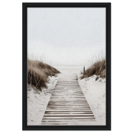 "Serene Pathway" – A Journey to Tranquility | Beach Wall art print - 40x60 cm / 16x24″ - Framed Canvas - Black frame