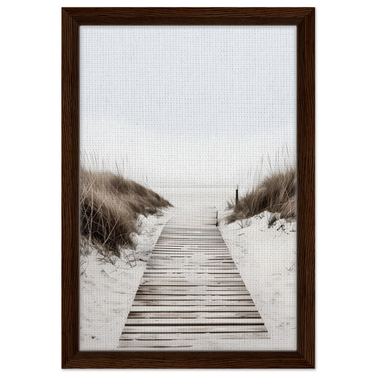 "Serene Pathway" – A Journey to Tranquility | Beach Wall art print - 30x45 cm / 12x18″ - Framed Canvas - Dark wood frame