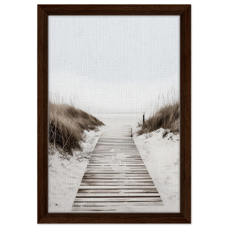 "Serene Pathway" – A Journey to Tranquility | Beach Wall art print - 30x45 cm / 12x18″ - Framed Canvas - Dark wood frame