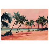 Serenity by the Pink Shore | Contemporary Tropical Landscape Art - Wood Prints - 40x60 cm / 16x24″ - 