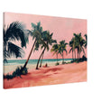 Serenity by the Pink Shore | Contemporary Tropical Landscape Art - Canvas - 60x90 cm / 24x36″ - 