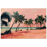 Serenity by the Pink Shore | Contemporary Tropical Landscape Art - Wood Prints - 30x45 cm / 12x18″ - 