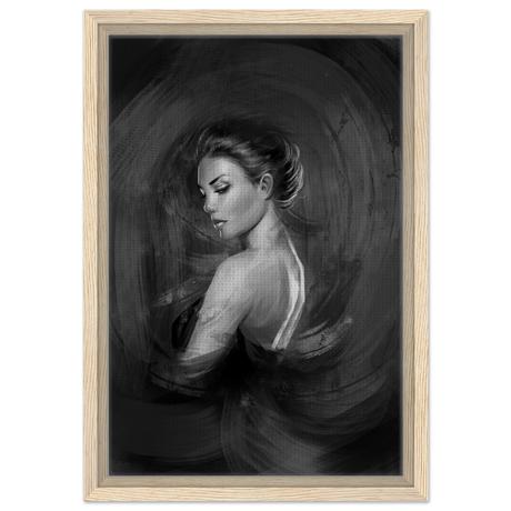 Shades of Solitude | Minimalist Black and White Wall art Print - 30x45 cm / 12x18″ - Framed Canvas - Wood frame