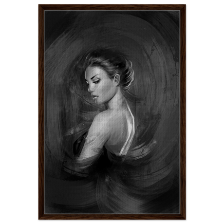 Shades of Solitude | Minimalist Black and White Wall art Print - 60x90 cm / 24x36″ - Framed Canvas - Dark wood frame
