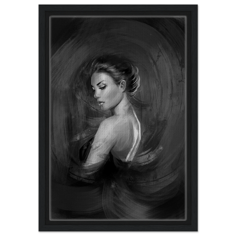 Shades of Solitude | Minimalist Black and White Wall art Print - 30x45 cm / 12x18″ - Framed Canvas - Black frame