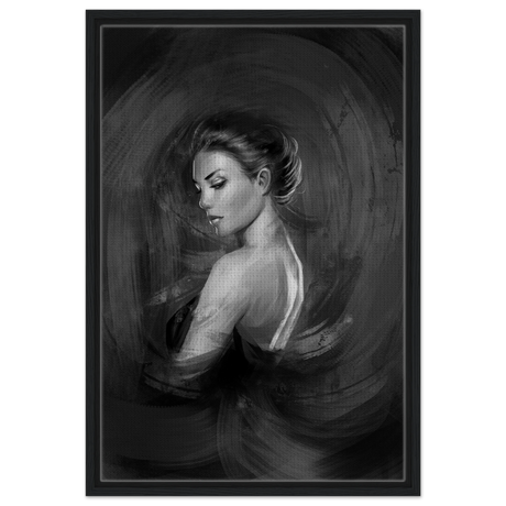 Shades of Solitude | Minimalist Black and White Wall art Print - 50x75 cm / 20x30″ - Framed Canvas - Black frame