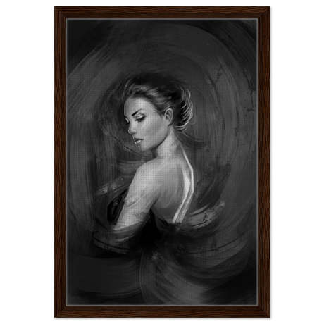 Shades of Solitude | Minimalist Black and White Wall art Print - 40x60 cm / 16x24″ - Framed Canvas - Dark wood frame