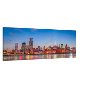 Shanghai Lights - A Skyline at Dusk | China | Panoramic 30x90 cm/ 12x36″ - Canvas - 30x90 cm / 12x36″ - 