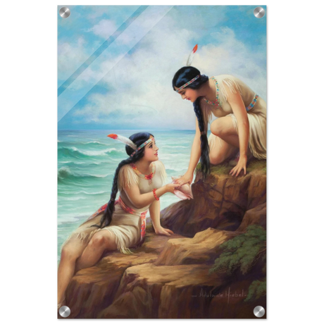 "Shores of Sisterhood" – Vintage Figurative Painting by Adelaide Hiebel | Classic Romantic Wall Art Print - Acrylic Print - 40x60 cm / 16x24″ - 