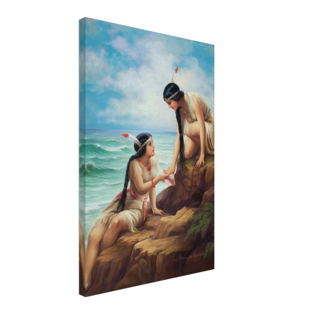 "Shores of Sisterhood" – Vintage Figurative Painting by Adelaide Hiebel | Classic Romantic Wall Art Print - Canvas - 40x60 cm / 16x24″ - 