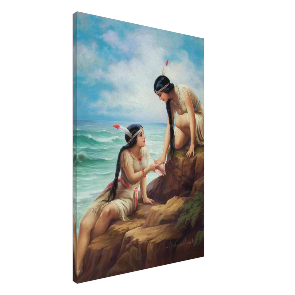 "Shores of Sisterhood" – Vintage Figurative Painting by Adelaide Hiebel | Classic Romantic Wall Art Print - Canvas - 60x90 cm / 24x36″ - 