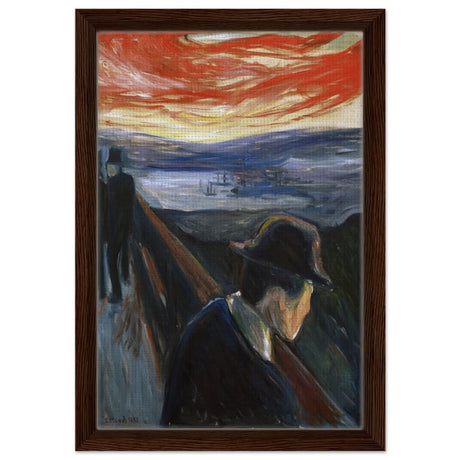 Sick Mood at Sunset – A Haunting Expression of Emotion by Edvard Munch 1892 | Wall art Print - 30x45 cm / 12x18″ - Framed Canvas - Dark wood frame