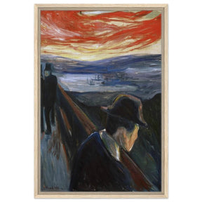 Sick Mood at Sunset – A Haunting Expression of Emotion by Edvard Munch 1892 | Wall art Print - 50x75 cm / 20x30″ - Framed Canvas - Wood frame