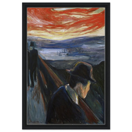 Sick Mood at Sunset – A Haunting Expression of Emotion by Edvard Munch 1892 | Wall art Print - 40x60 cm / 16x24″ - Framed Canvas - Black frame
