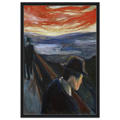 Sick Mood at Sunset – A Haunting Expression of Emotion by Edvard Munch 1892 | Wall art Print - 60x90 cm / 24x36″ - Framed Canvas - Black frame
