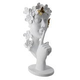 Silence Is Gold Abstract Sculpture – Modern Resin Art Statue in Black, White & Gold - 150 x 120 x 325 mm - White - 