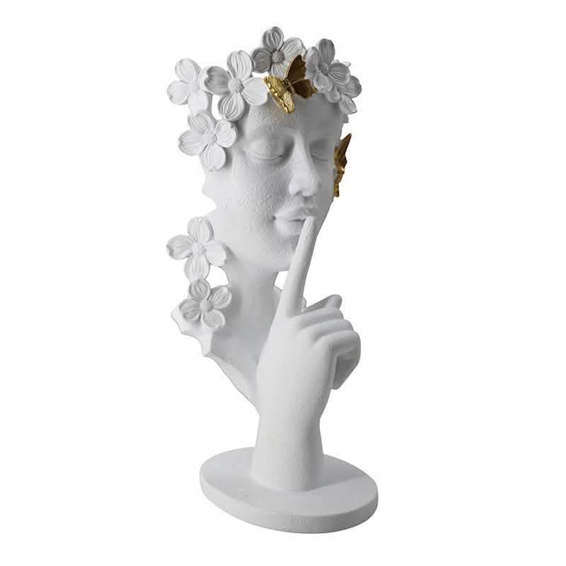 Silence Is Gold Abstract Sculpture – Modern Resin Art Statue in Black, White & Gold - 150 x 120 x 325 mm - Black - 