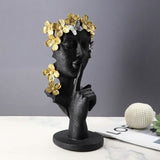 Silence Is Gold Abstract Sculpture – Modern Resin Art Statue in Black, White & Gold - 150 x 120 x 325 mm - Black - 