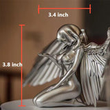 Silver Angel Wings Resin Sculpture – Modern Indoor Decorative Ornament - 9.6 x 8.5 x 20cm - Silver - 