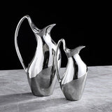 Silver Ceramic Modern Vase Collection – Abstract Pot - Shaped Design - Large - 