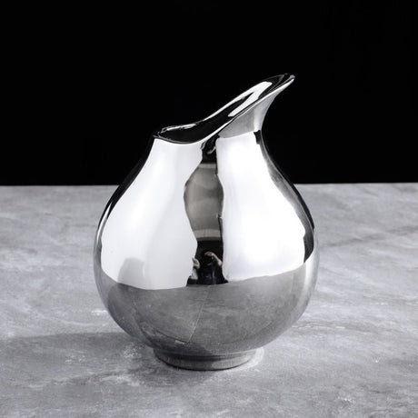 Silver Ceramic Modern Vase Collection – Abstract Pot - Shaped Design - Cup Vase - 