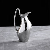 Silver Ceramic Modern Vase Collection – Abstract Pot - Shaped Design - Medium - 