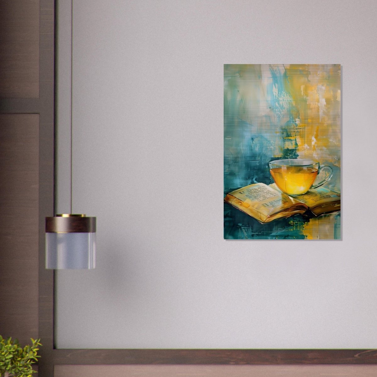Sip of Wisdom | Contemporary Still Life Art | Abstract Realism - Brushed Aluminum Print - 30x45 cm / 12x18″ - 