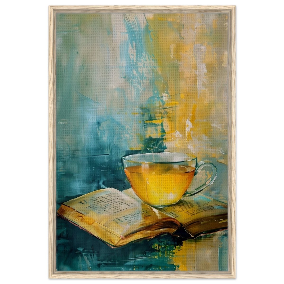 Sip of Wisdom | Contemporary Still Life Art | Abstract Realism - Framed Canvas - 30x45 cm / 12x18″ - Wood frame
