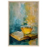 Sip of Wisdom | Contemporary Still Life Art | Abstract Realism - Framed Canvas - 30x45 cm / 12x18″ - Wood frame