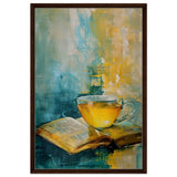 Sip of Wisdom | Contemporary Still Life Art | Abstract Realism - Framed Canvas - 30x45 cm / 12x18″ - Dark wood frame